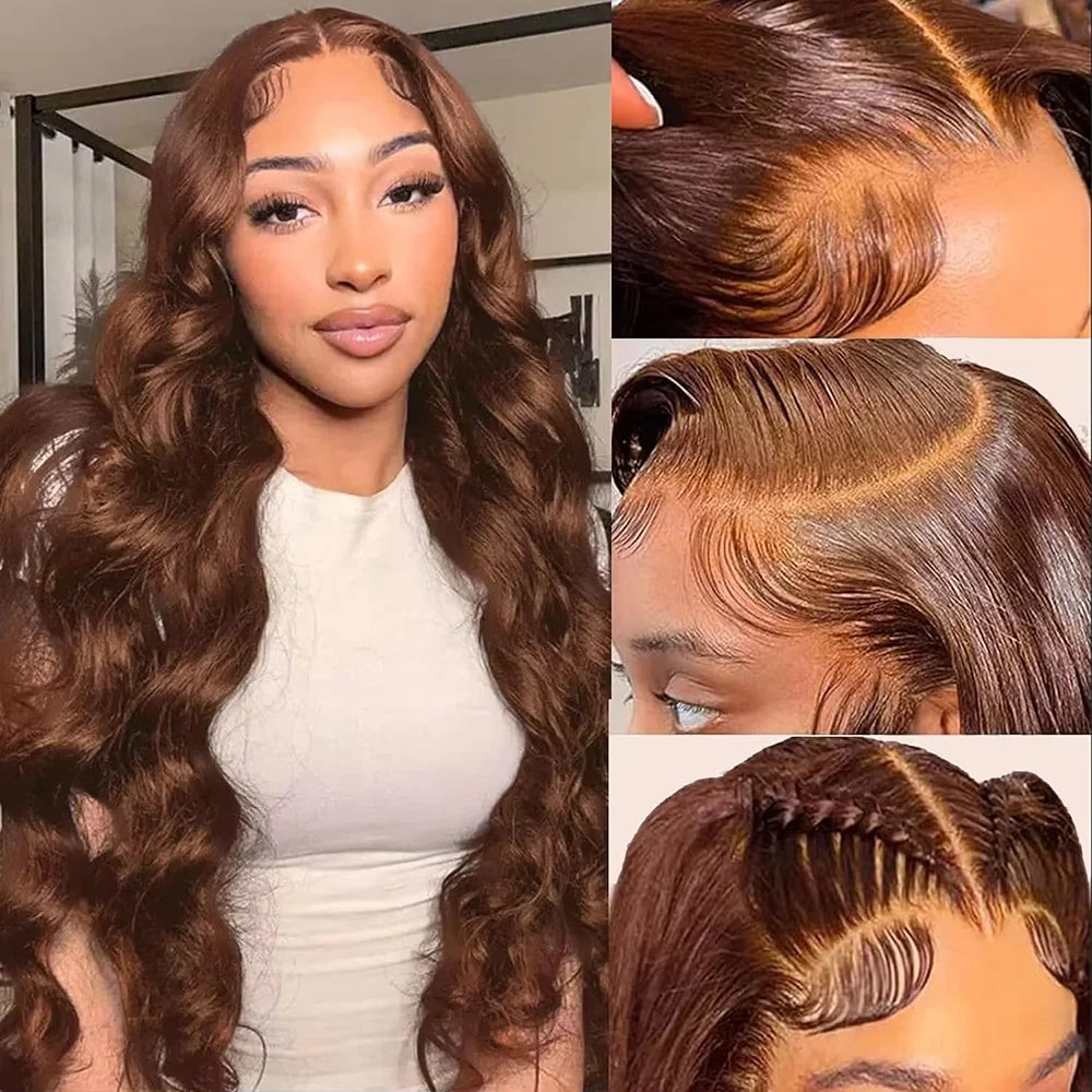 Raw Luxury Baddie • 13x6 Chocolate Brown HD Lace Front Human Hair Wig•  Body Wave  180 % ~ 200 Density Frontals