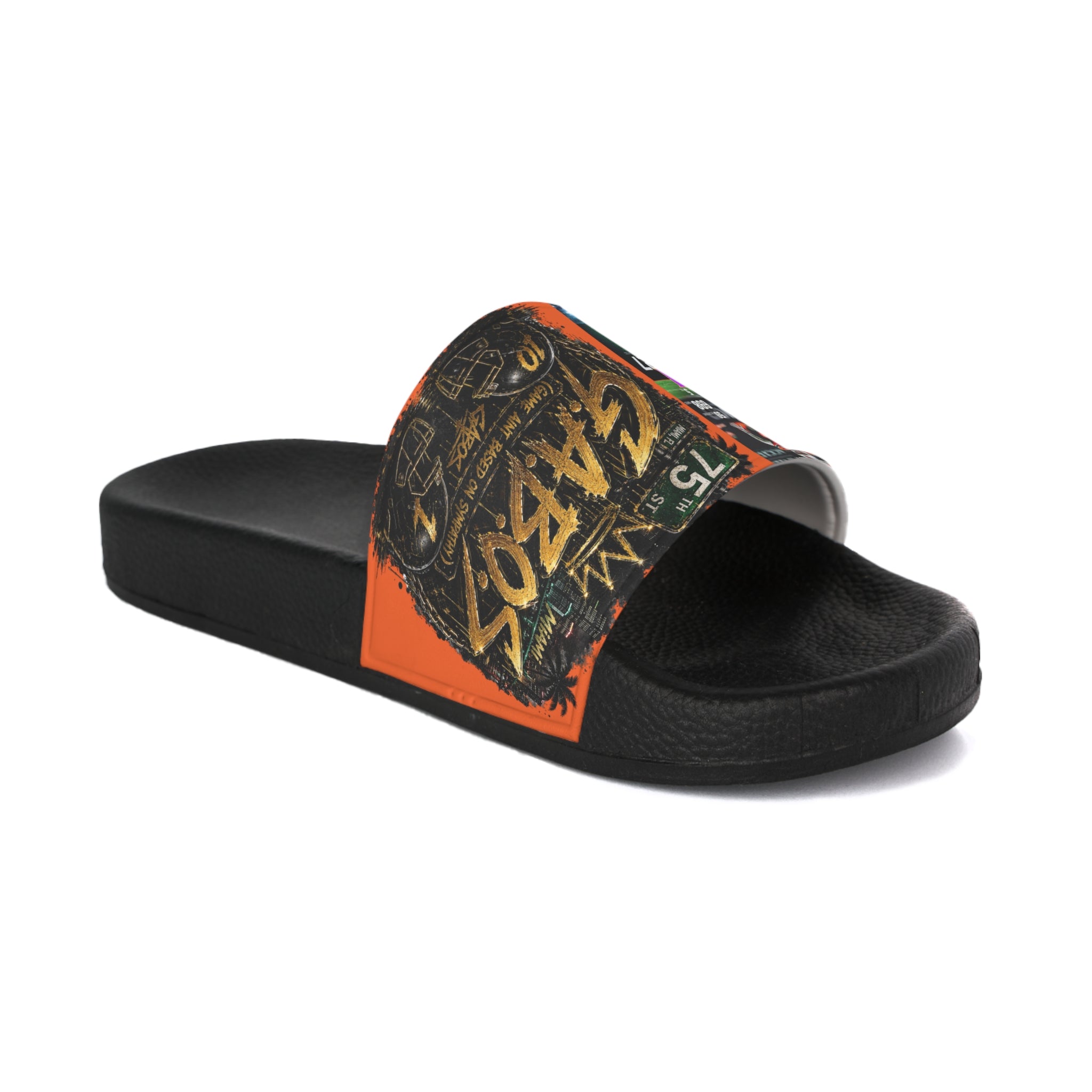 Everybody Where Orange• Malachi Toney Custom Inspired  Football Legacy Slides (BRAND) BADDIE A CO. LIMITED EDITION! Canes Original