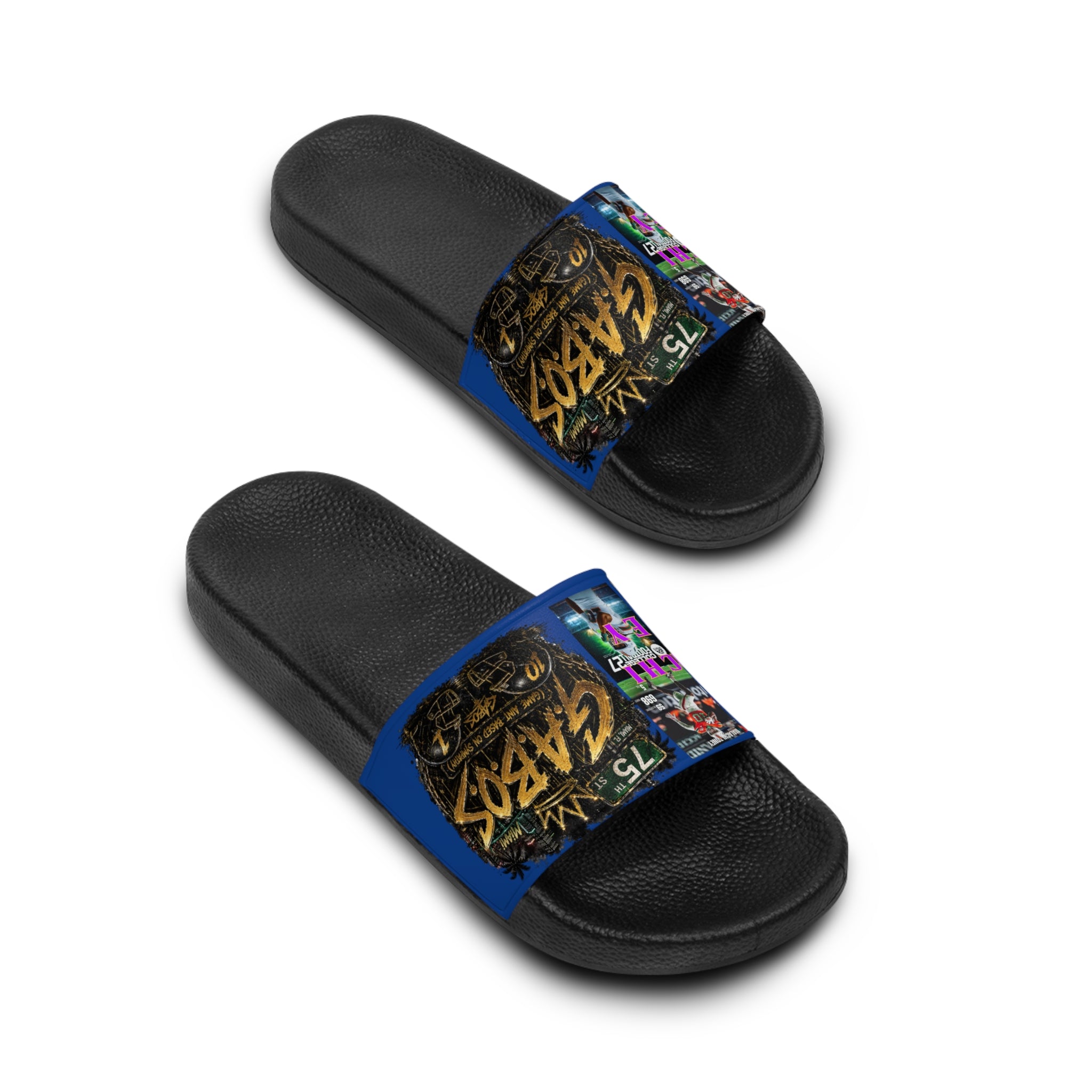 Blue •Malachi Toney Custom Inspired  Football Legacy Slides (BRAND) BADDIE A CO. LIMITED EDITION!