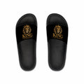 Gold Crown Lion King Authority Slide Sandals | Black Pool Slides