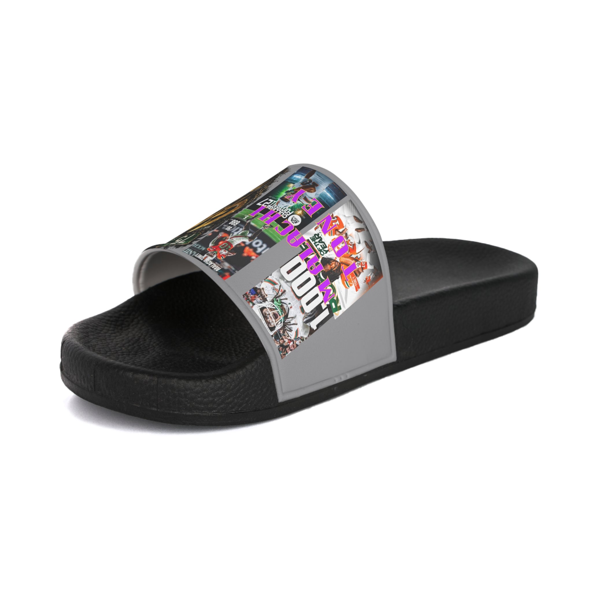 Grey• Malachi Toney Custom Inspired  Football Legacy Slides (BRAND) BADDIE A CO. LIMITED EDITION!