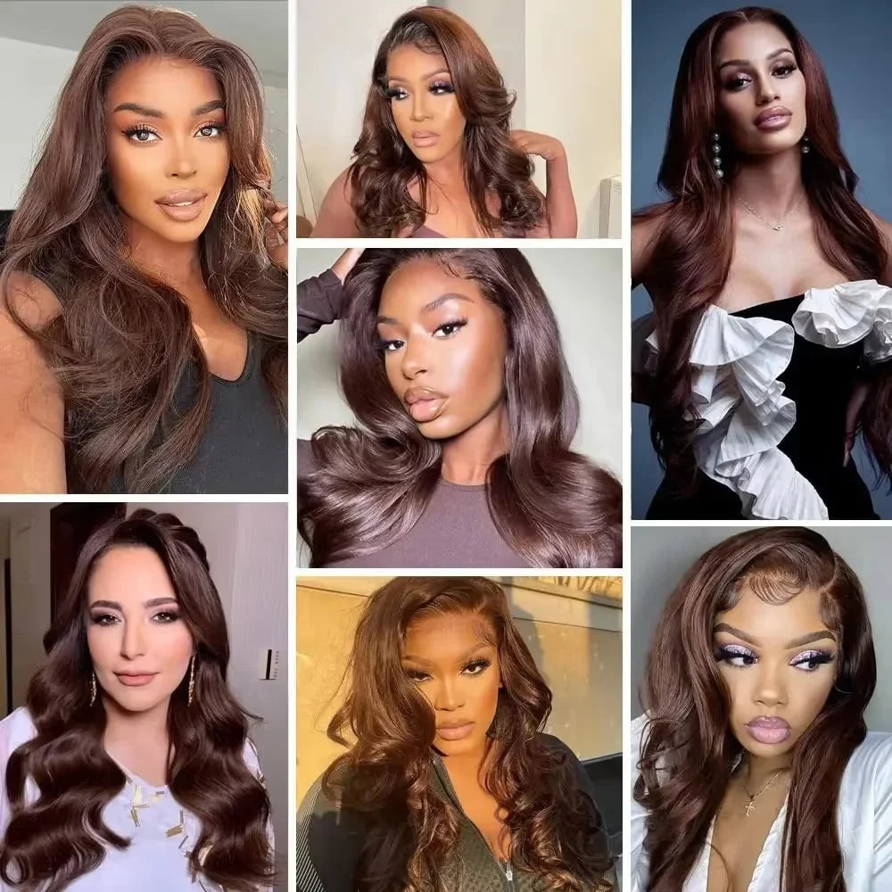 Raw Luxury Baddie • 13x6 Chocolate Brown HD Lace Front Human Hair Wig•  Body Wave  180 % ~ 200 Density Frontals