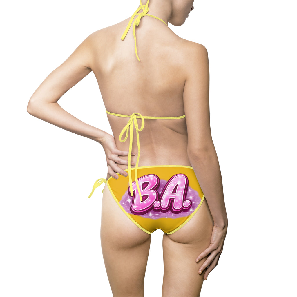 YELLOW Baddie Authority Signature Bikini Set India Rose Collection all black