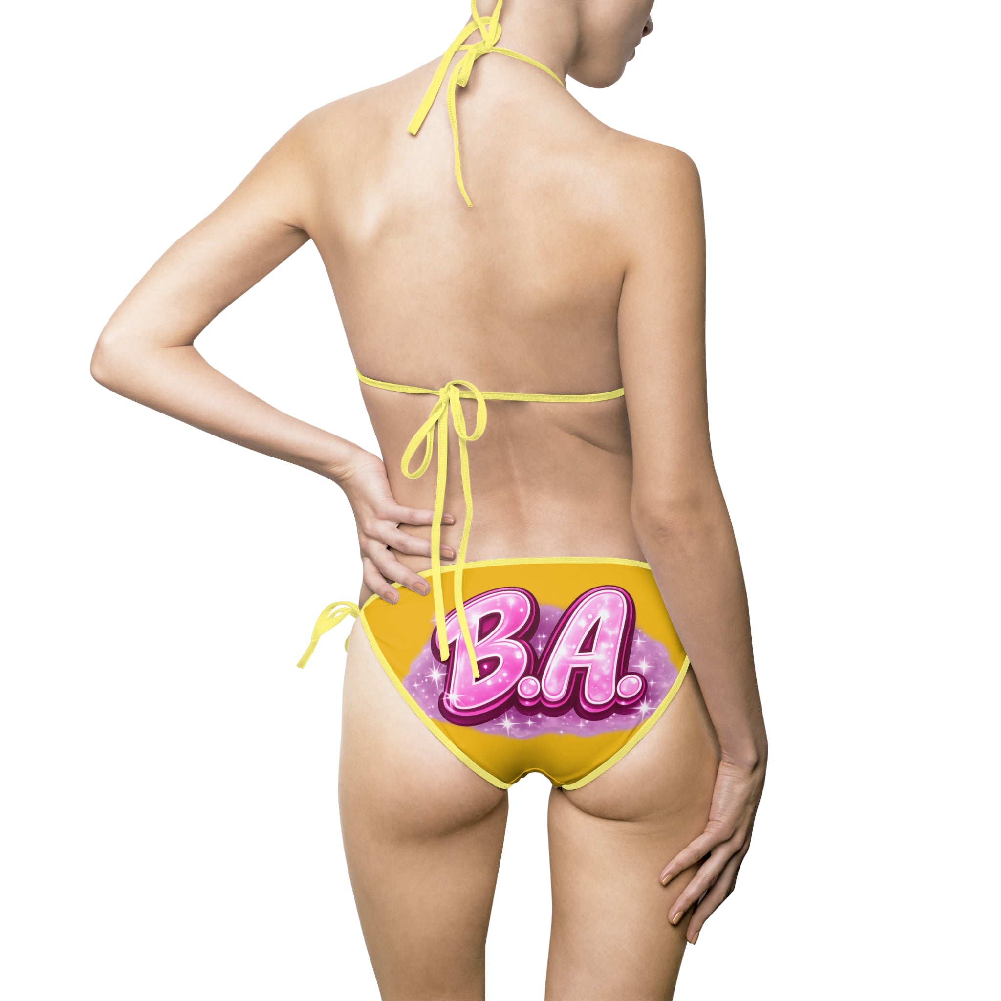 YELLOW Baddie Authority Signature Bikini Set India Rose Collection all black