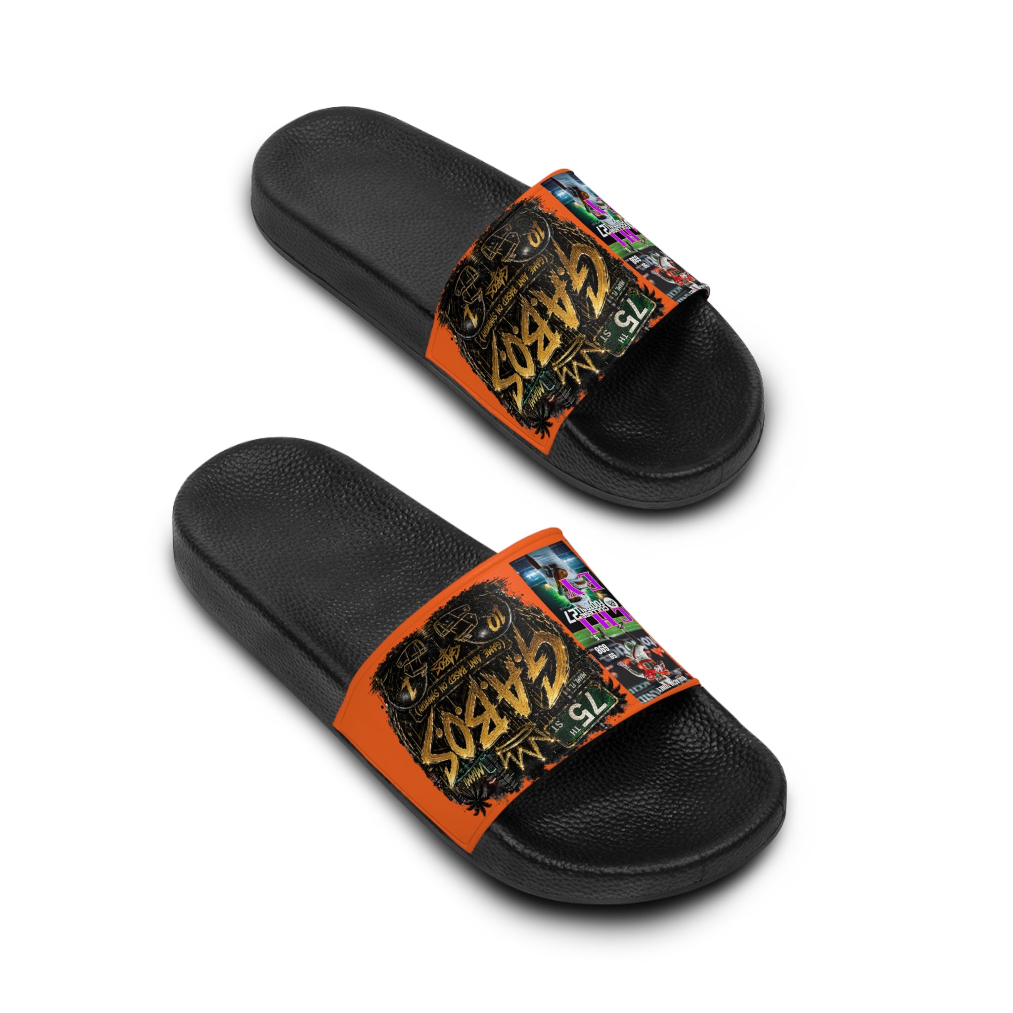 Everybody Where Orange• Malachi Toney Custom Inspired  Football Legacy Slides (BRAND) BADDIE A CO. LIMITED EDITION! Canes Original