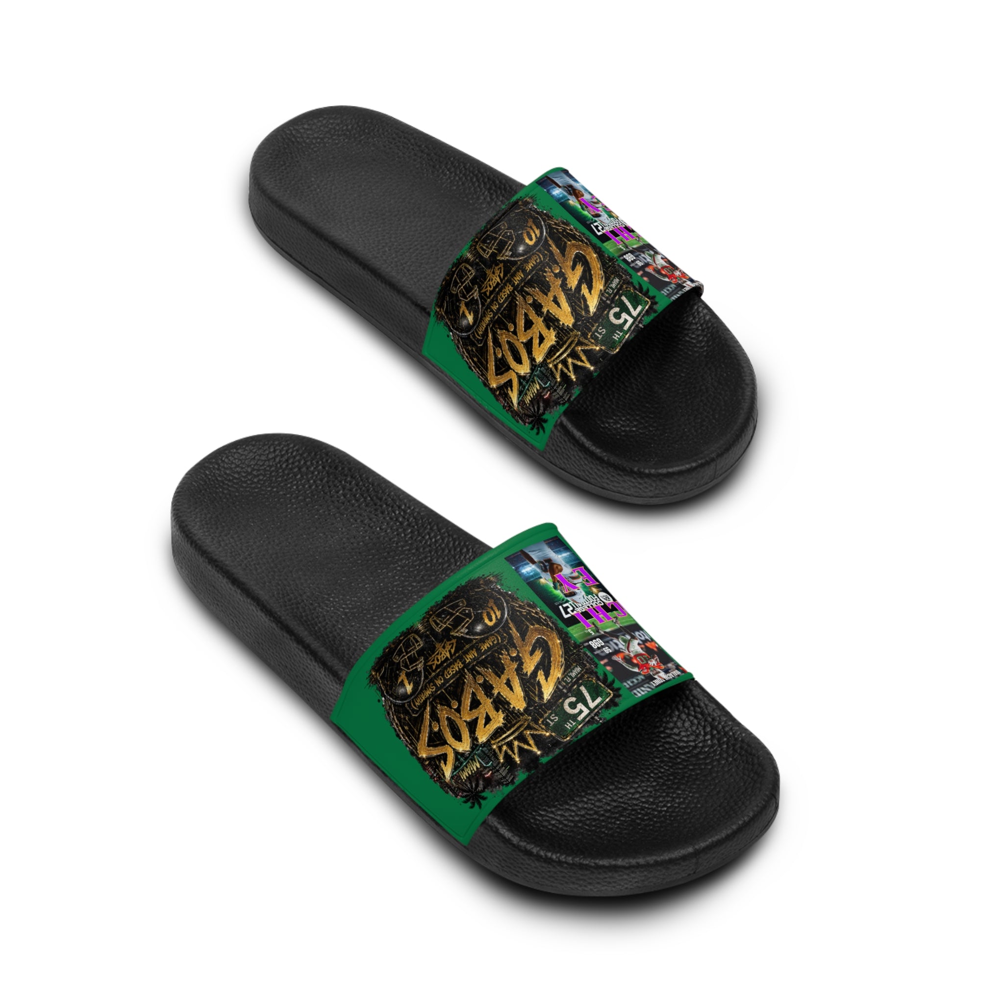 Green  Malachi Toney Custom Inspired  Football Legacy Slides (BRAND) BADDIE A CO. LIMITED EDITION!