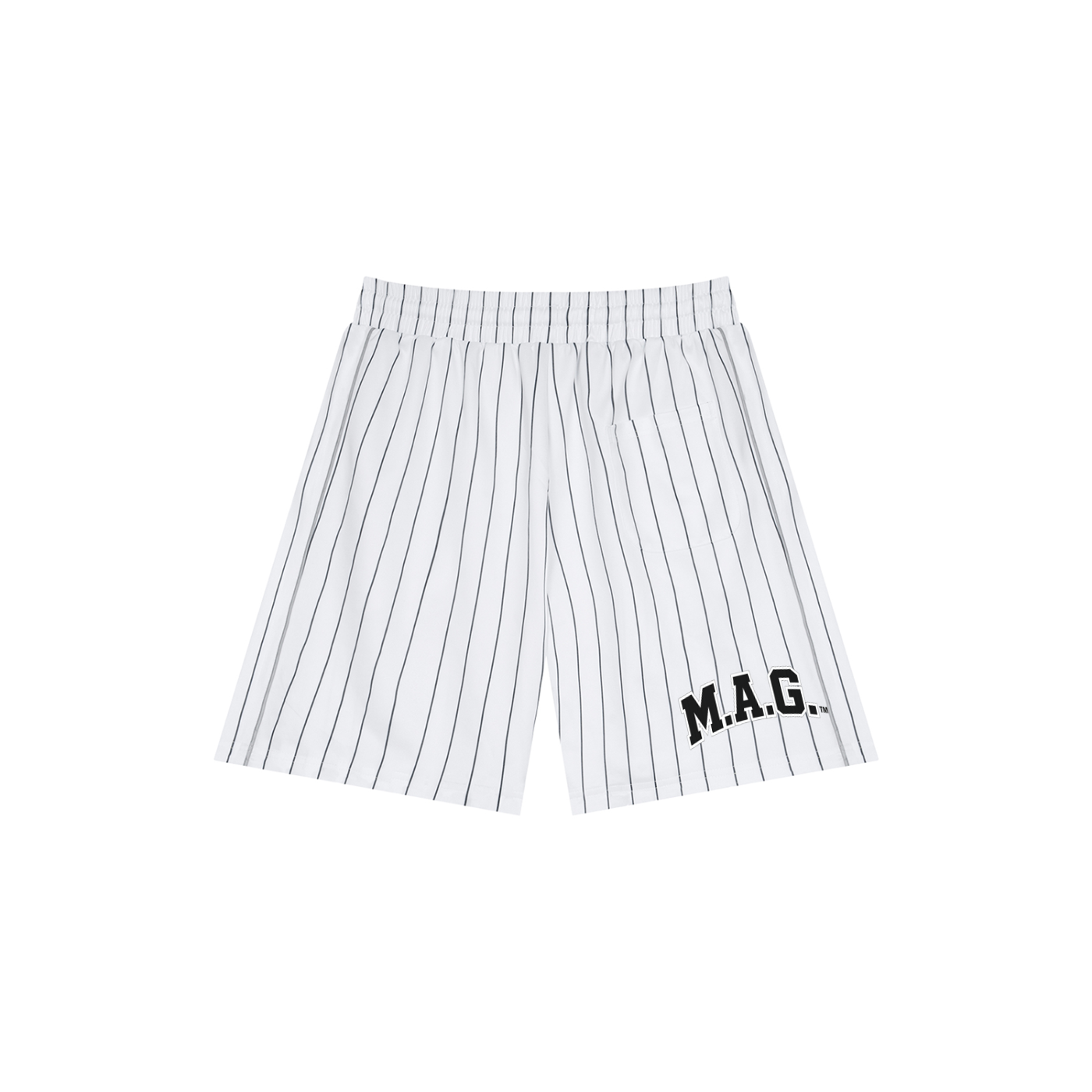 M.A.G “No Handouts. Just Hustle.” Pinstripe Shorts