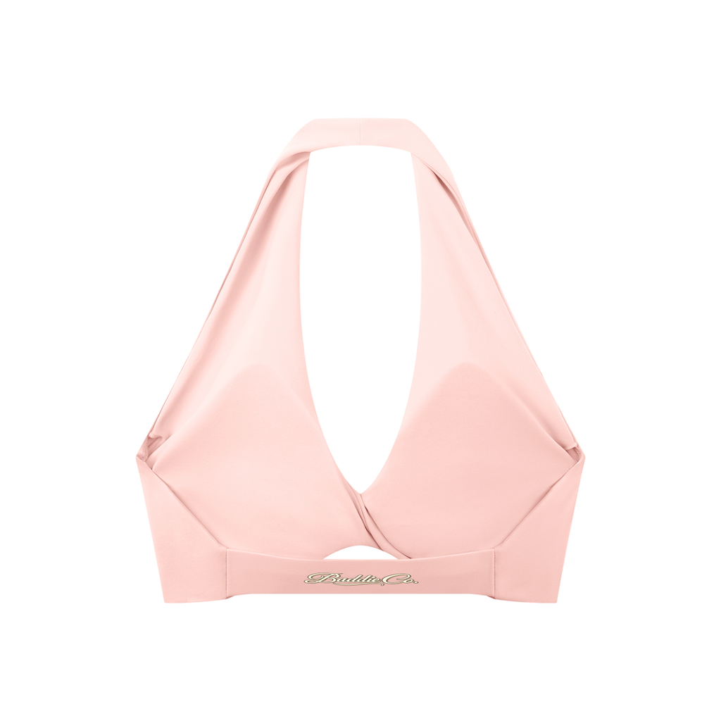 BADDIE AUTHORITY BLUSH HALTER  SPORTS BRA