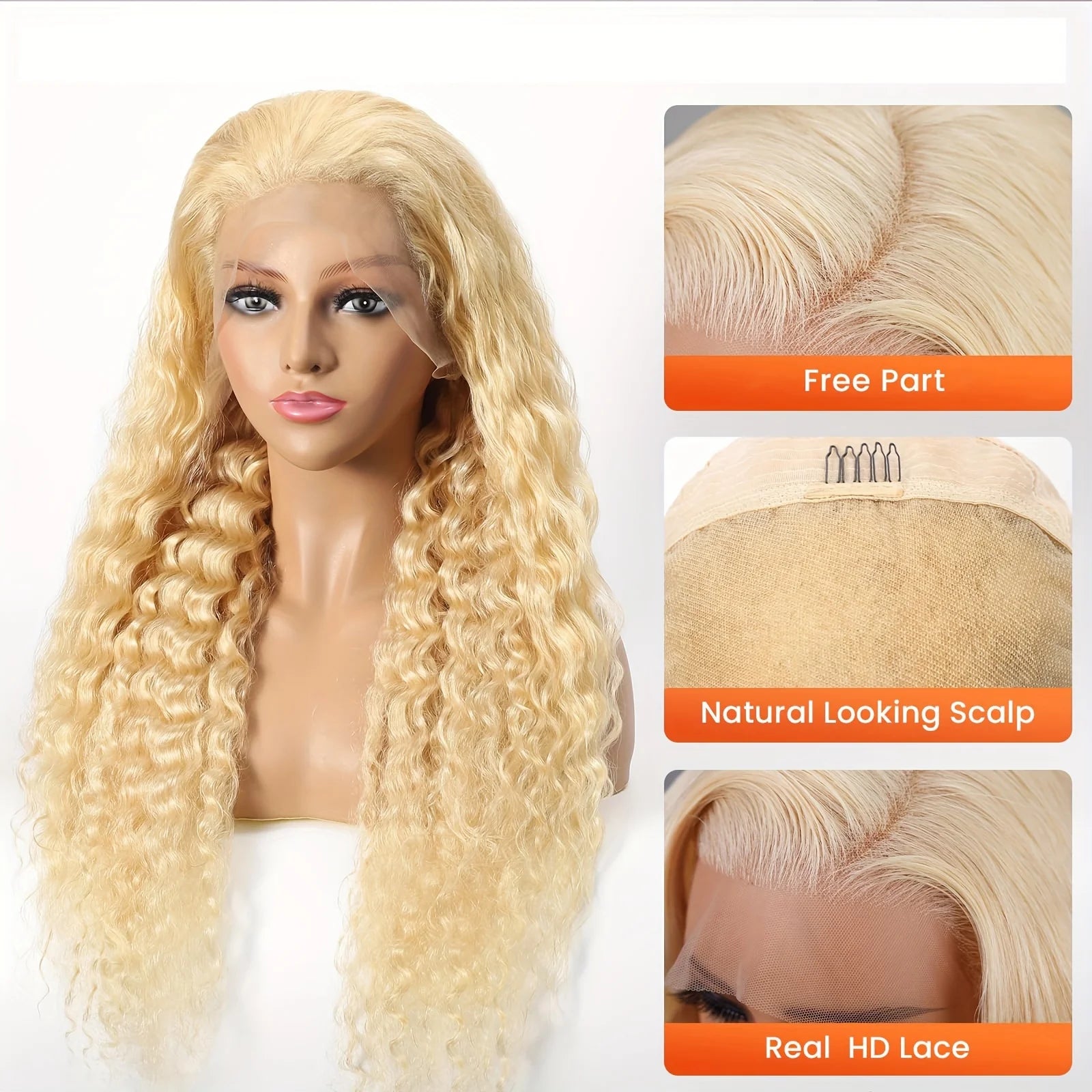 Material GIRL💰🎀 • Curly 613 Honey Blonde 13x 4~ 13x6 Transparent Lace Front Human Hair Wig 250% Density!