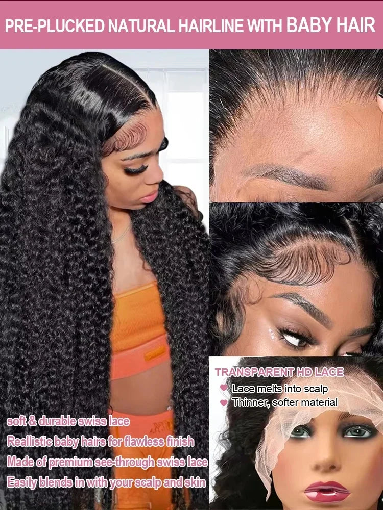Island GYAL🏝️🍹• 13x6 Hd Transparent Deep Wave Lace Front Wig • Human Hair 250 Density Curly  Pre Plucked Brazilian Textured !