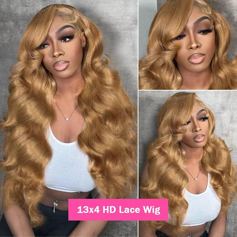 Foreigner Baddie👛🎀🏝️• Peruvian  Honey Blonde 13x6 HD Lace Front Human Hair Wigs #27 Color Body Wave Glueless