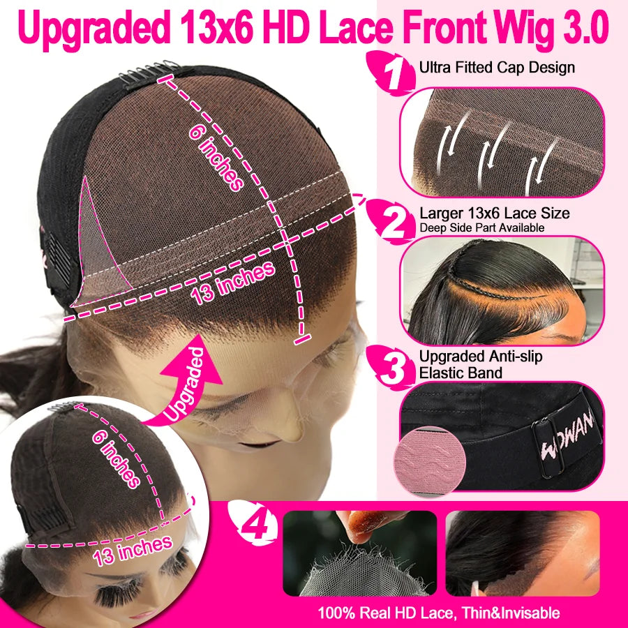 Raw Bad SH! “Baddie Authority Co. 250% Pre Bleached 13x6 HD Lace Front Wigs Glueless Straight Human Hair Pre Plucked Brazilian texture !