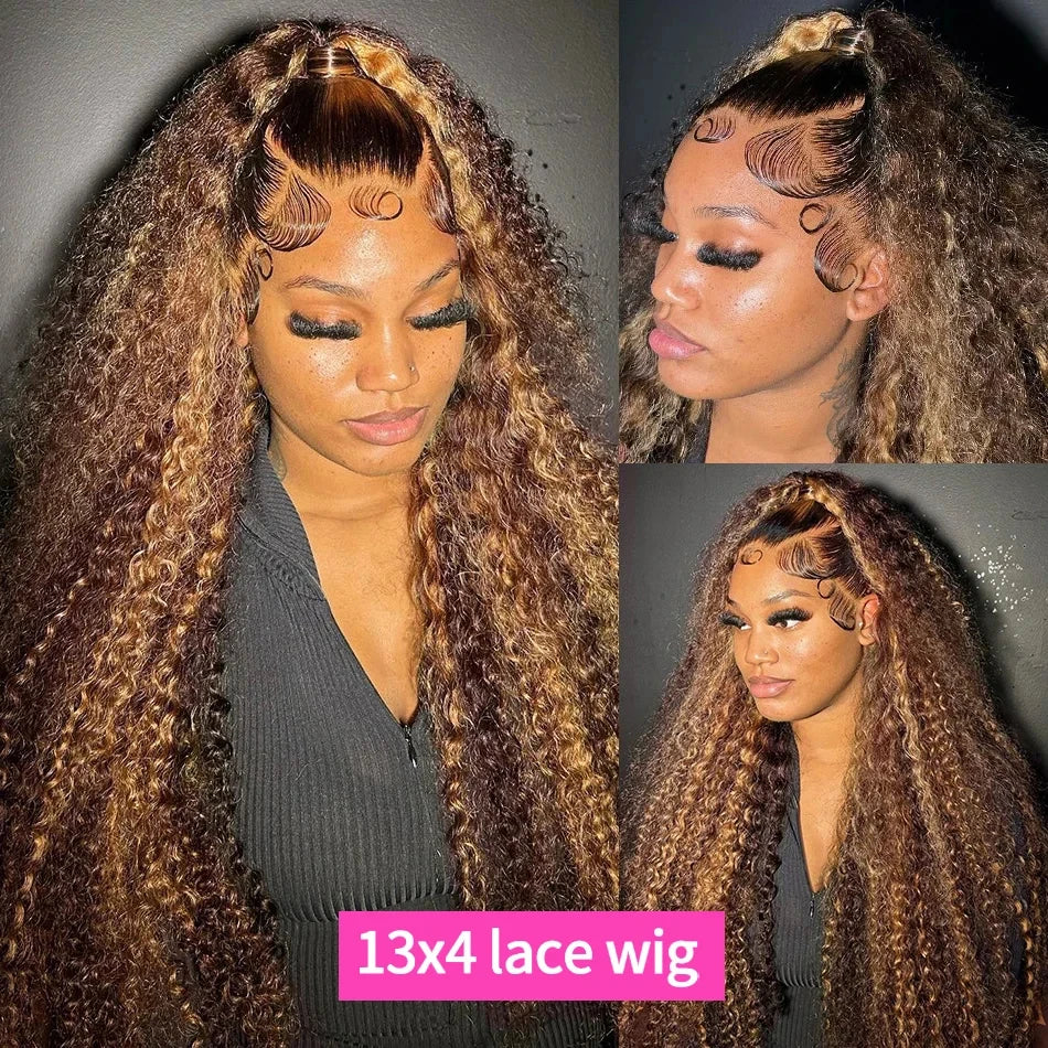 Luxury Girls• Curly Highlight Wig Human Hair Honey Blonde 13x4 Lace Front Deep Wave & 13x6 Hd Lace!