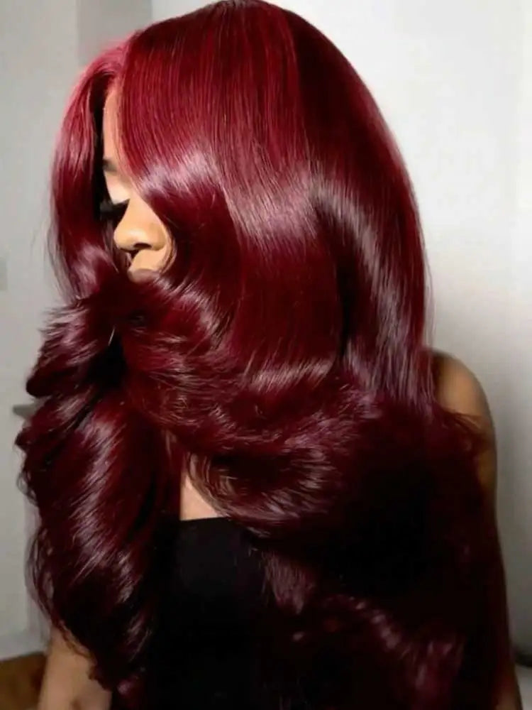 Very Cherry “Baddie Authority Co”           • Burgundy Body Wave, Human Hair 13x4 HD Lace Frontal Wig Colored 99j  Lace Front