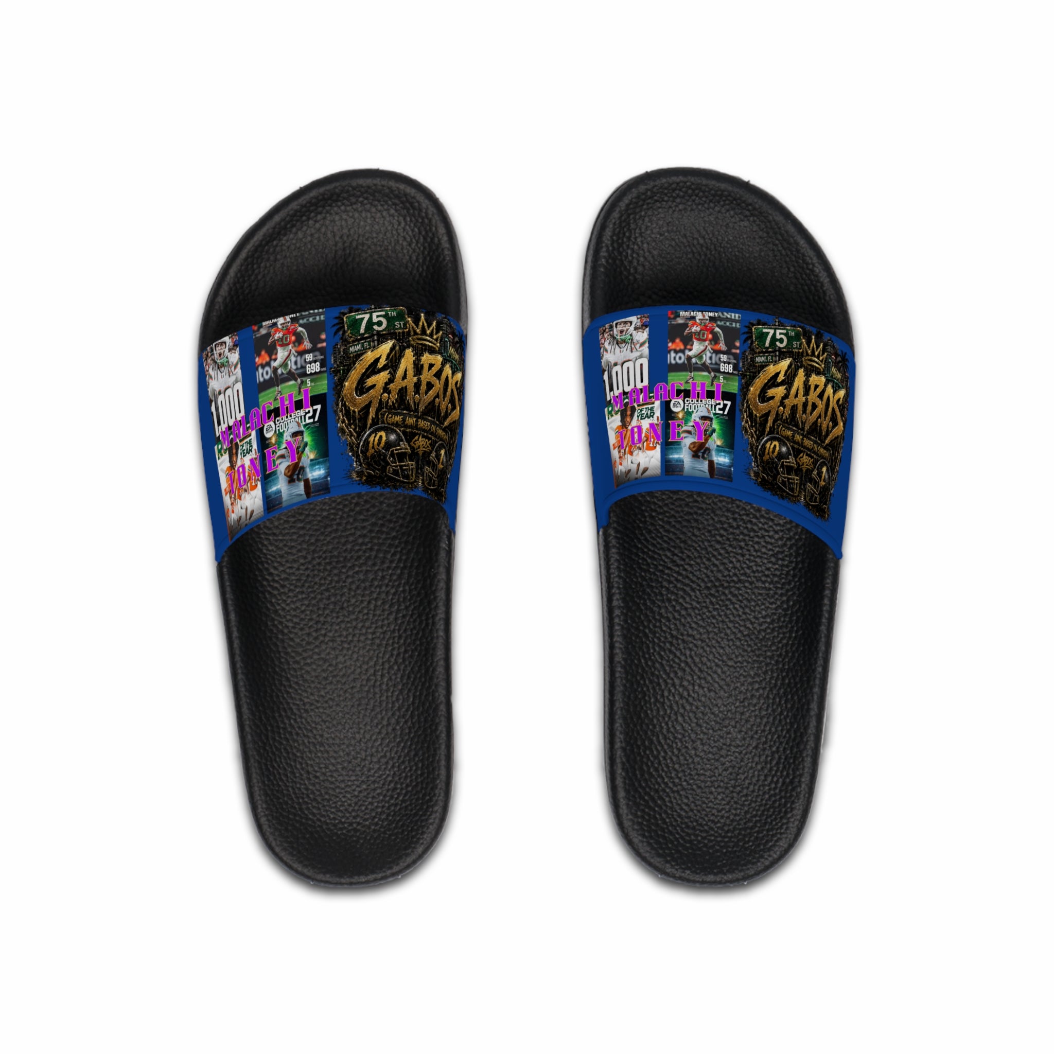 Blue •Malachi Toney Custom Inspired  Football Legacy Slides (BRAND) BADDIE A CO. LIMITED EDITION!