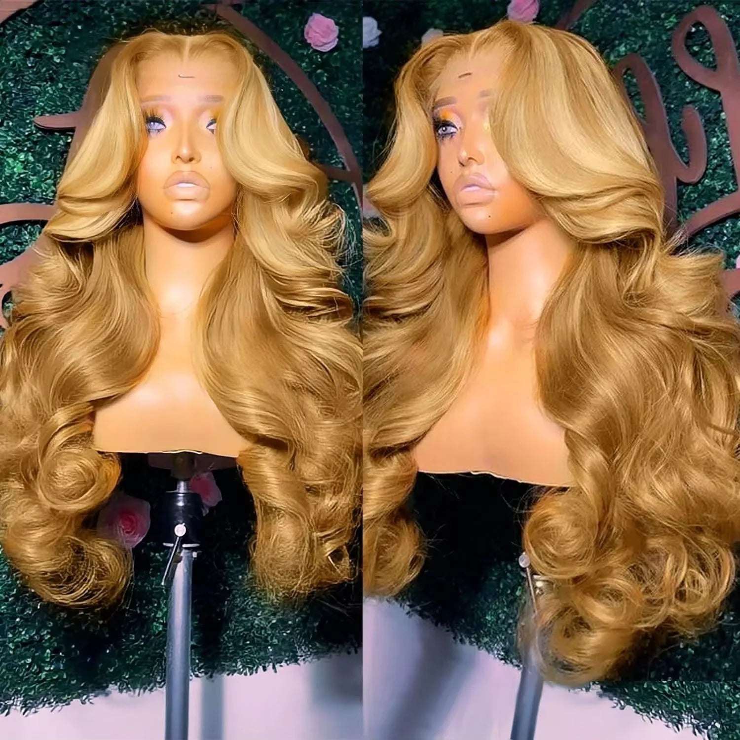 Foreigner Baddie👛🎀🏝️• Peruvian  Honey Blonde 13x6 HD Lace Front Human Hair Wigs #27 Color Body Wave Glueless