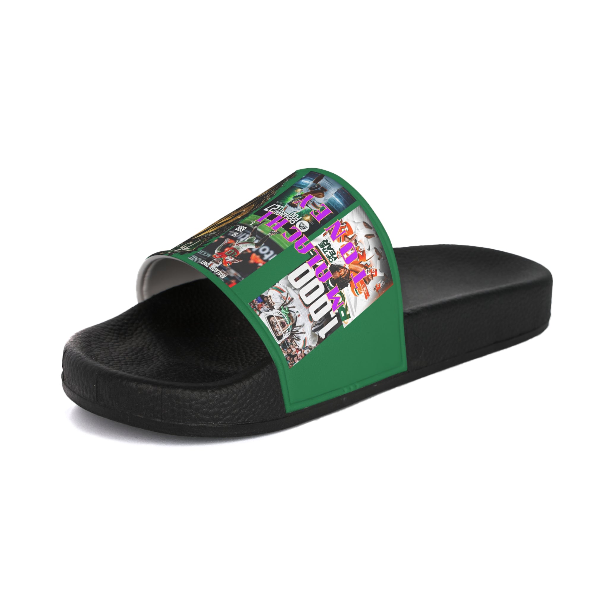 Green  Malachi Toney Custom Inspired  Football Legacy Slides (BRAND) BADDIE A CO. LIMITED EDITION!
