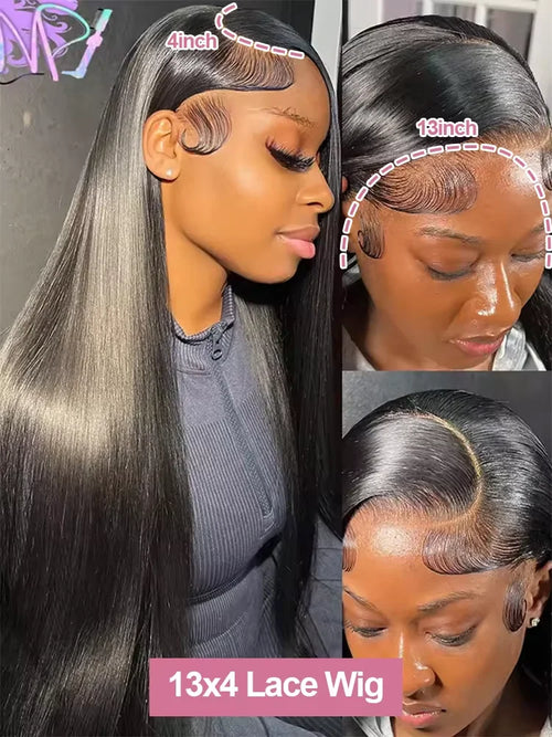 Raw Baddie Collection• 200% Density  13x6 HD Lace Front Wigs Indian Human Hair Bone Straight • Glueless Closure!