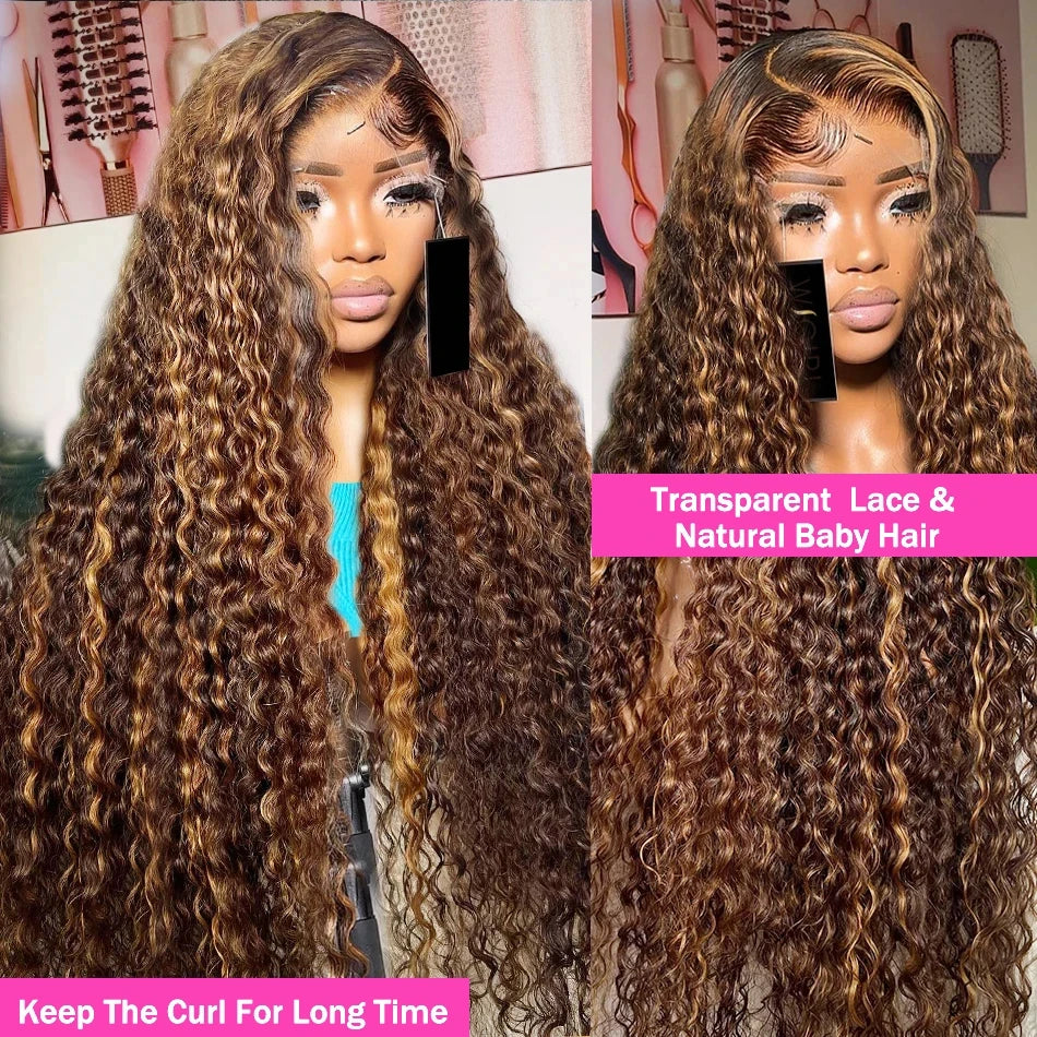 Luxury Girls• Curly Highlight Wig Human Hair Honey Blonde 13x4 Lace Front Deep Wave & 13x6 Hd Lace!