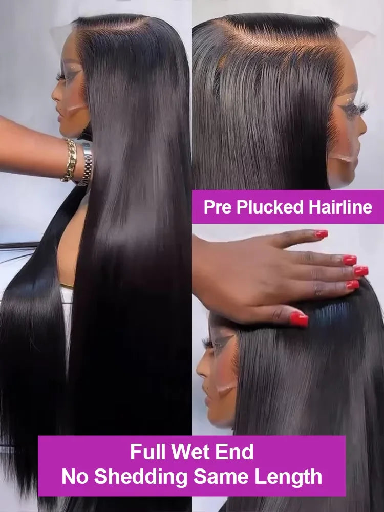 Raw Baddie Collection• 200% Density  13x6 HD Lace Front Wigs Indian Human Hair Bone Straight • Glueless Closure!