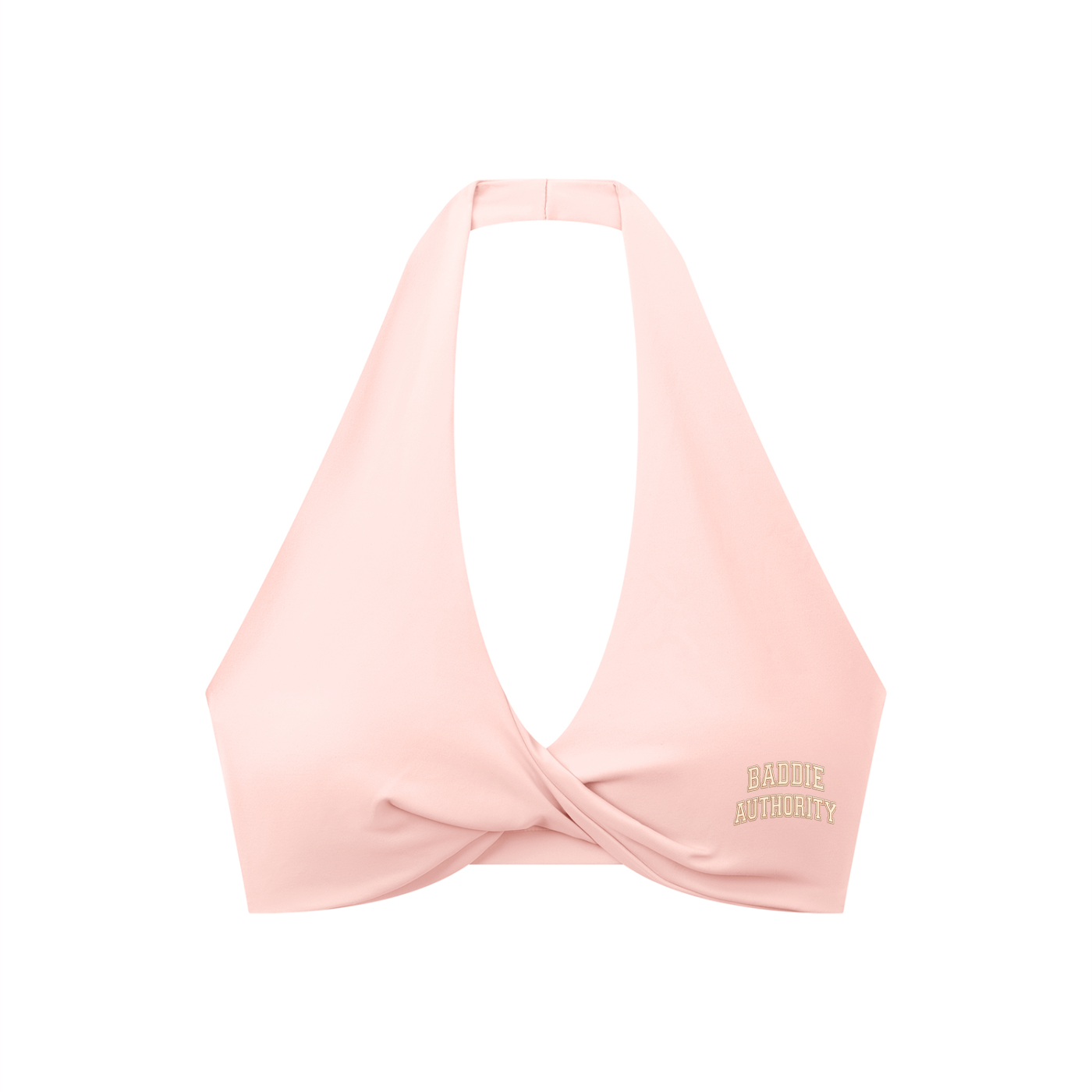 BADDIE AUTHORITY BLUSH HALTER  SPORTS BRA