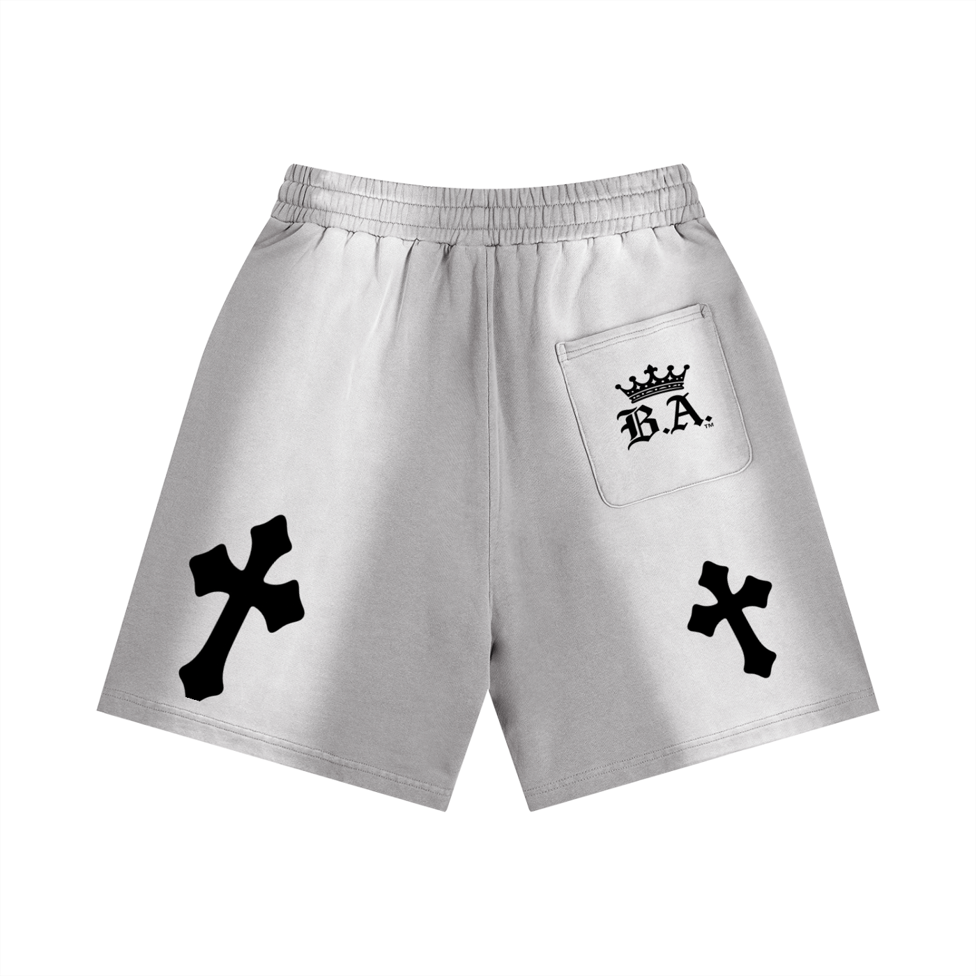 M.A.G. “Rockstar Cross” Distressed Grey Sweat Shorts