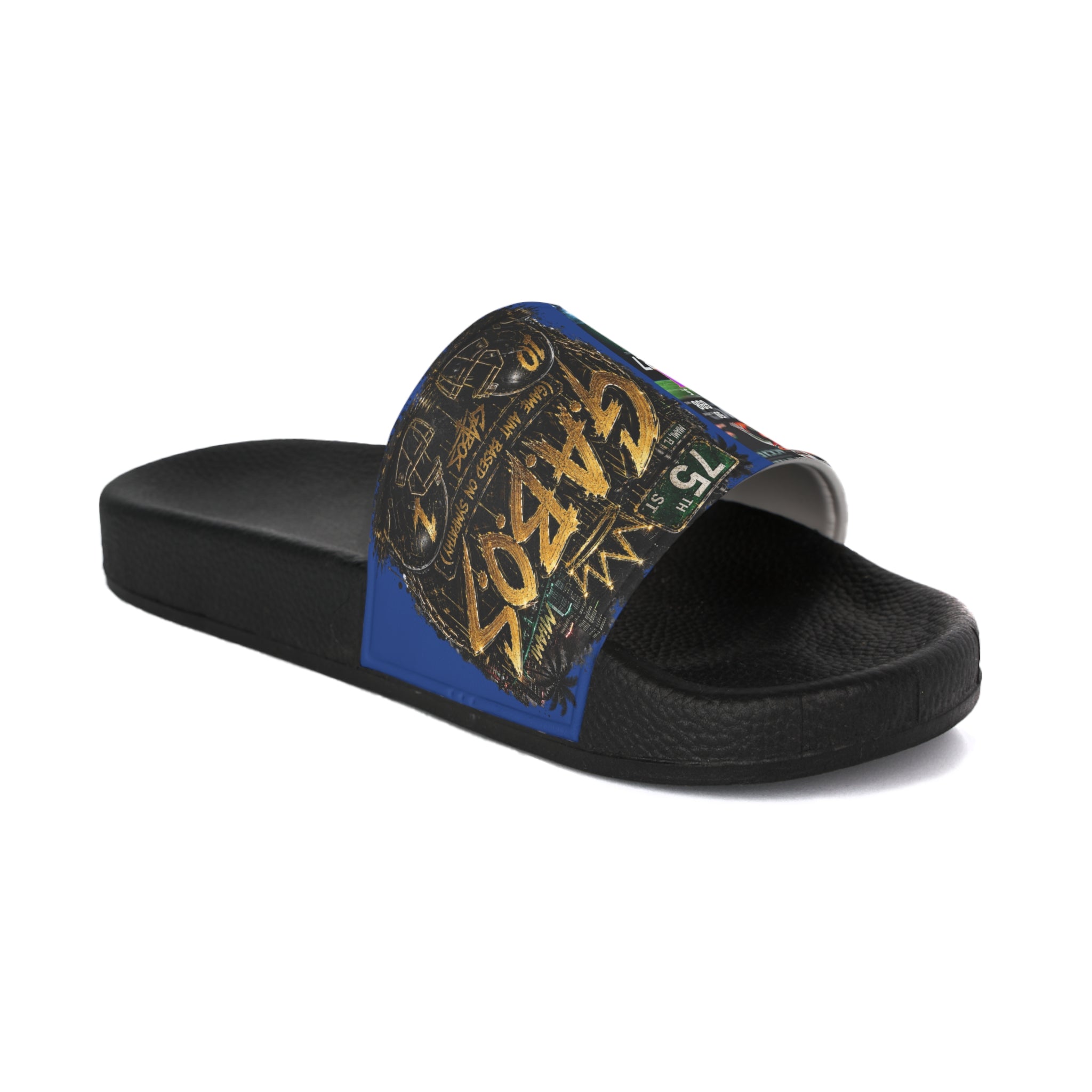 Blue •Malachi Toney Custom Inspired  Football Legacy Slides (BRAND) BADDIE A CO. LIMITED EDITION!