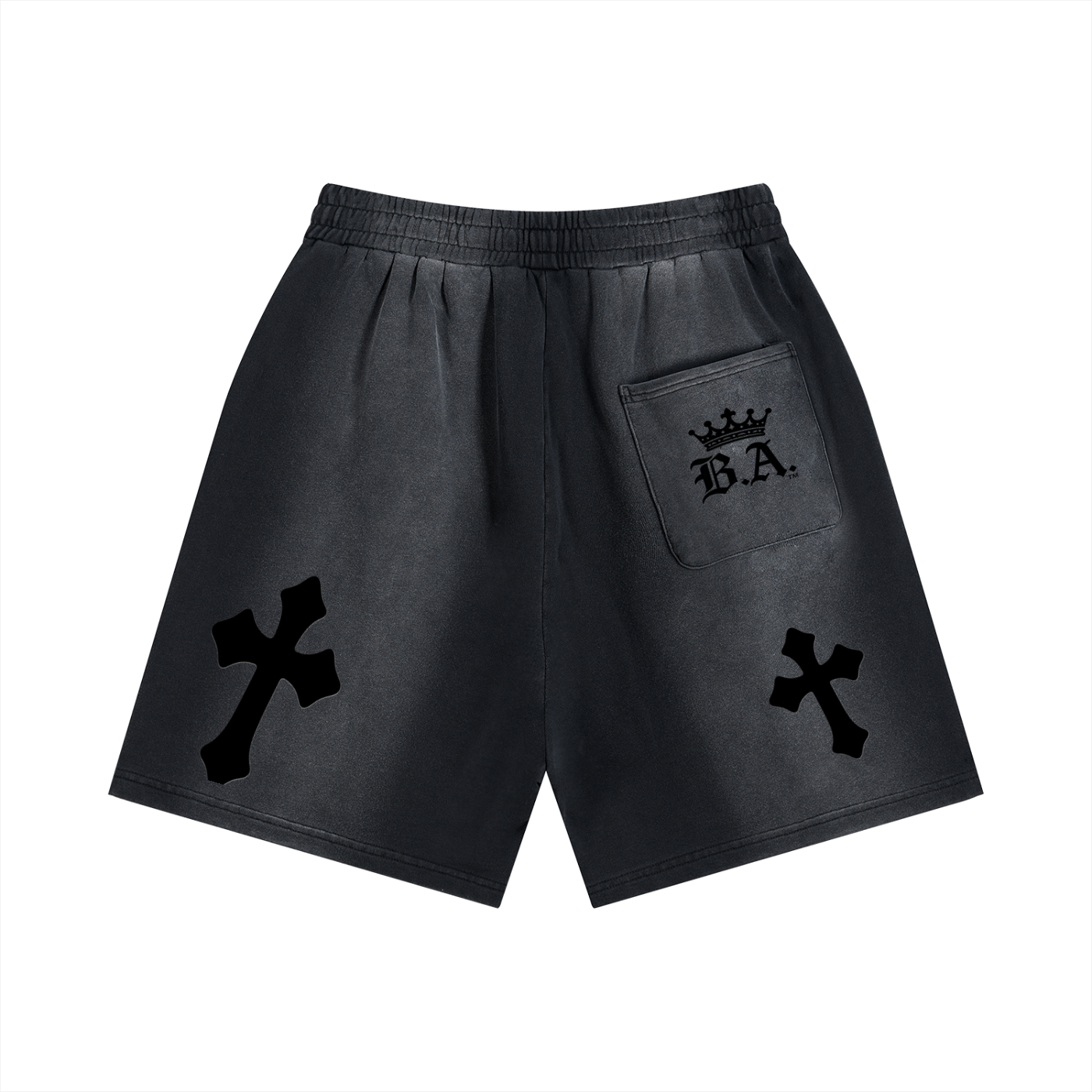 M.A.G. “Rockstar Cross” Distressed Grey Sweat Shorts