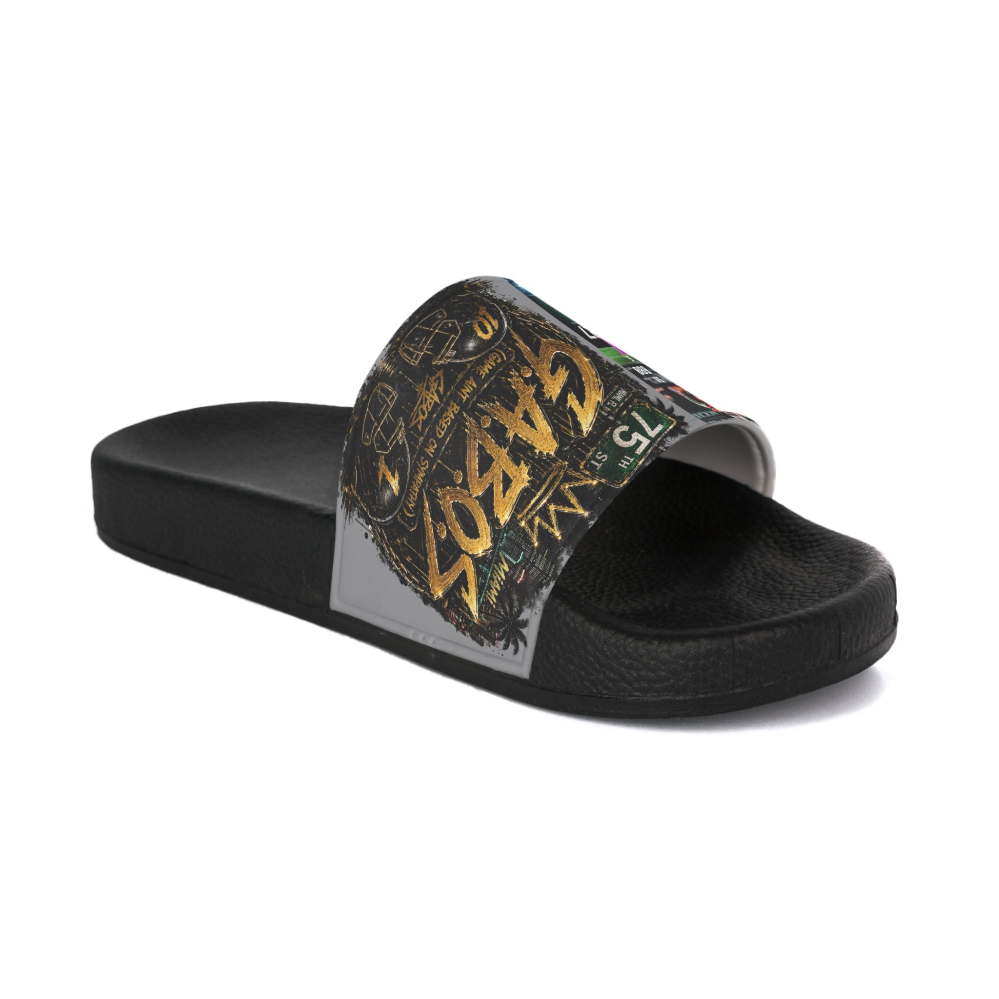 Grey• Malachi Toney Custom Inspired  Football Legacy Slides (BRAND) BADDIE A CO. LIMITED EDITION!