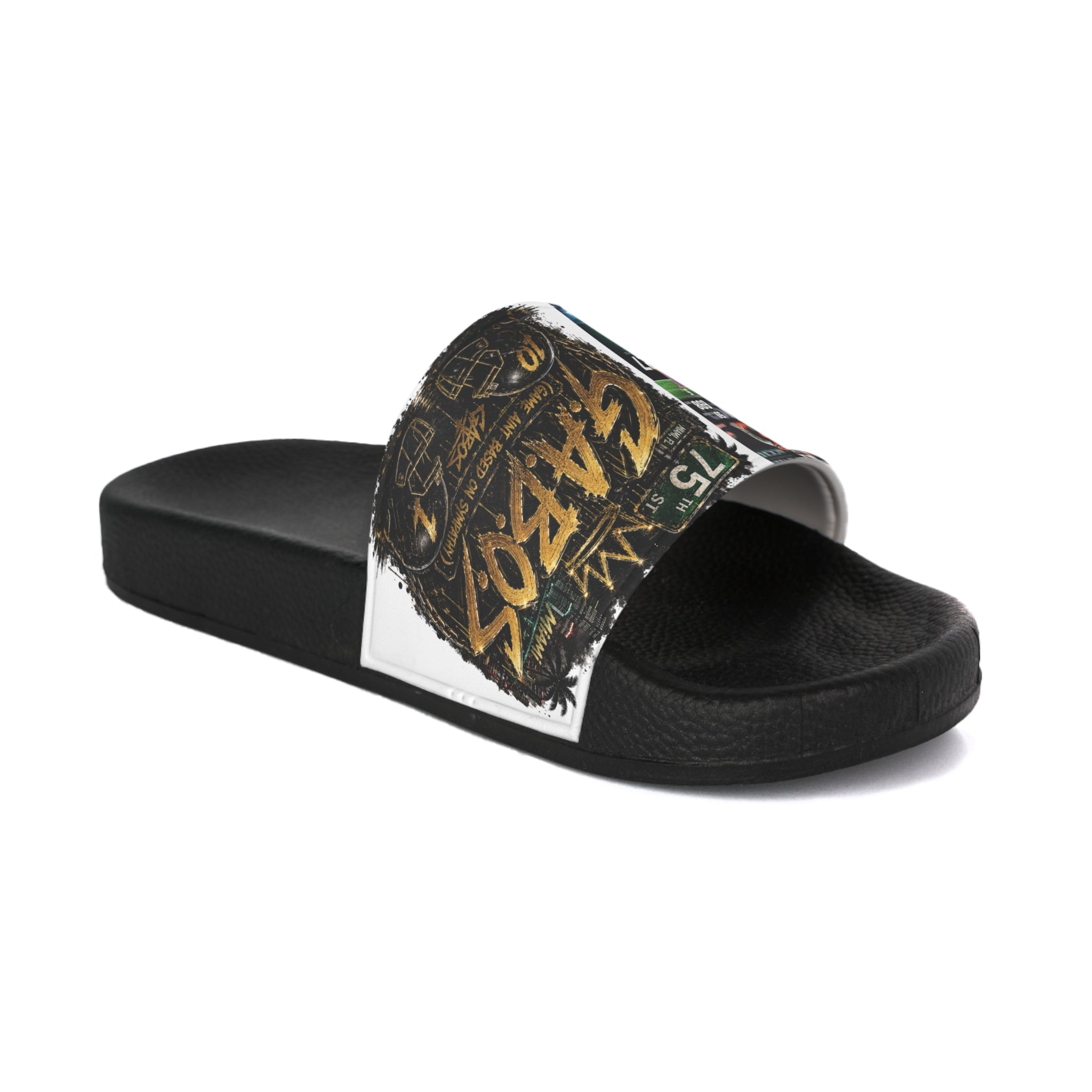 White Out Day!  Malachi Toney Custom Inspired  Football Legacy Slides (BRAND) BADDIE A CO. LIMITED EDITION! Canes Original!