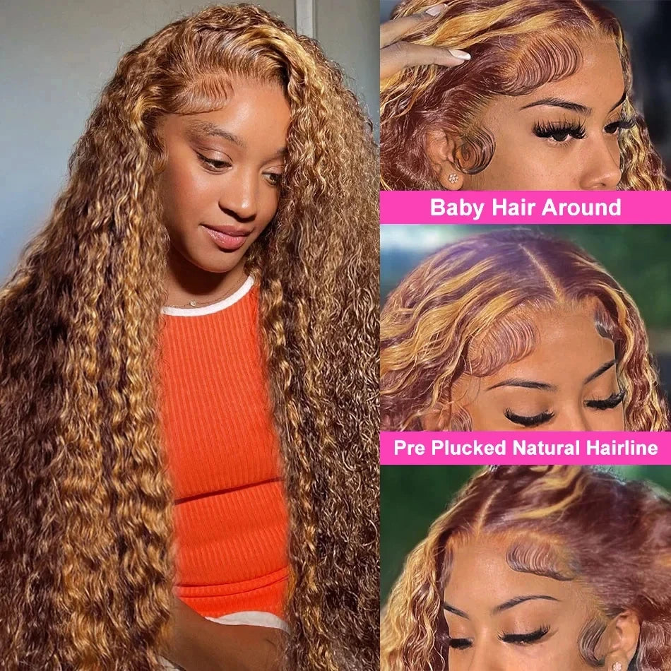Luxury Girls• Curly Highlight Wig Human Hair Honey Blonde 13x4 Lace Front Deep Wave & 13x6 Hd Lace!