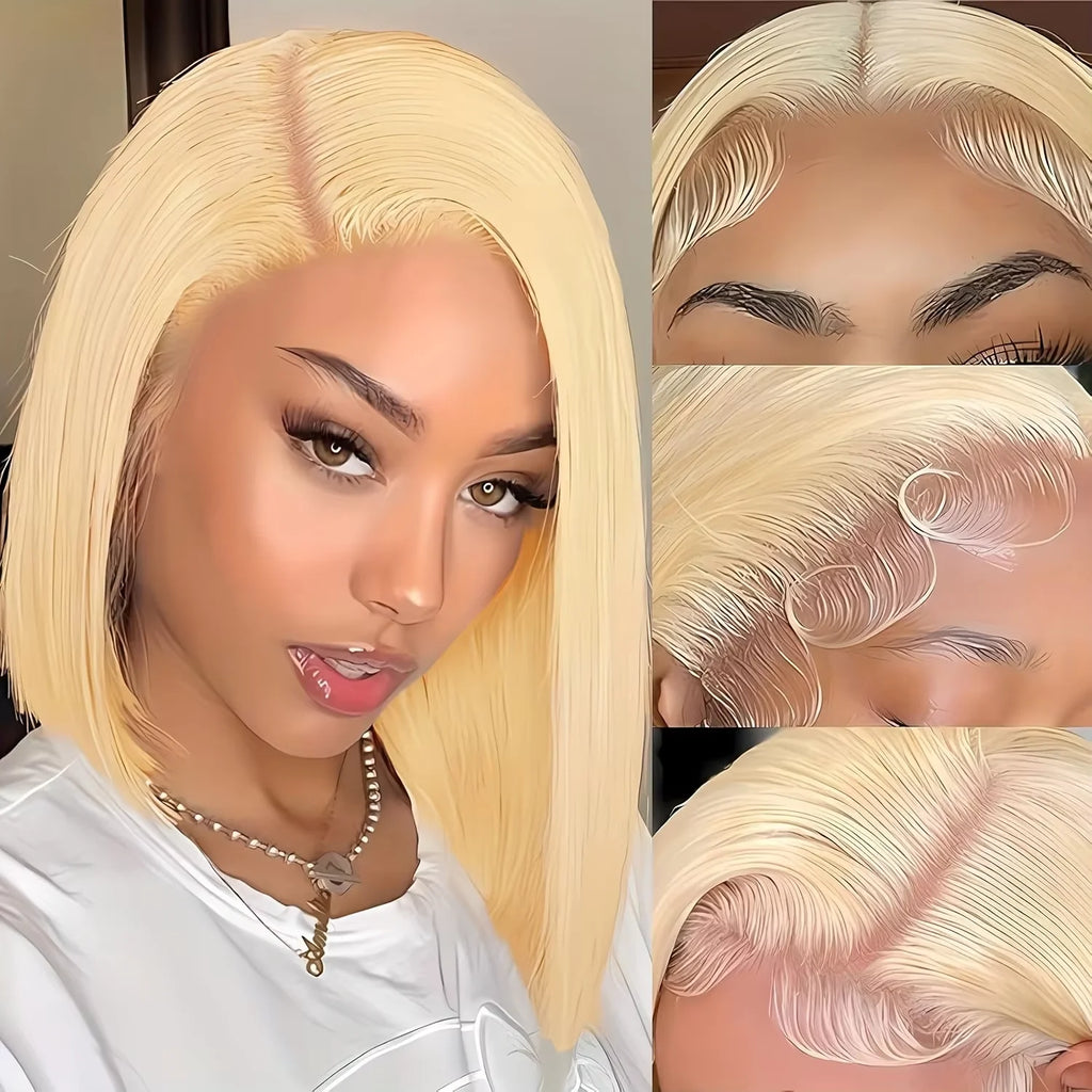 R!ch Girl💰• 613 Blonde Bob Wig Human Hair 13x6 Bob HD Lace Front 200 Density Straight  Pre Plucked!