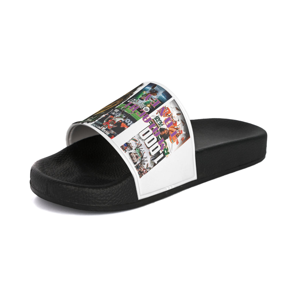 White Out Day!  Malachi Toney Custom Inspired  Football Legacy Slides (BRAND) BADDIE A CO. LIMITED EDITION! Canes Original!