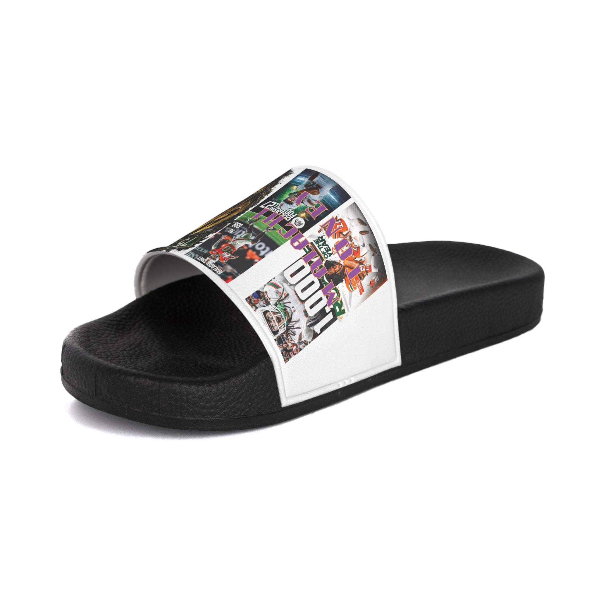 White Out Day!  Malachi Toney Custom Inspired  Football Legacy Slides (BRAND) BADDIE A CO. LIMITED EDITION! Canes Original!