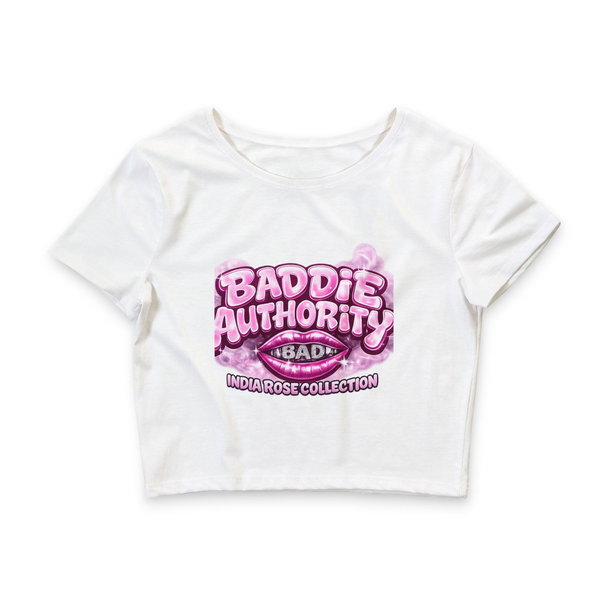 Baddie Authority Soft Luxe  PinK bubbly Crop Tee India Rose Collection