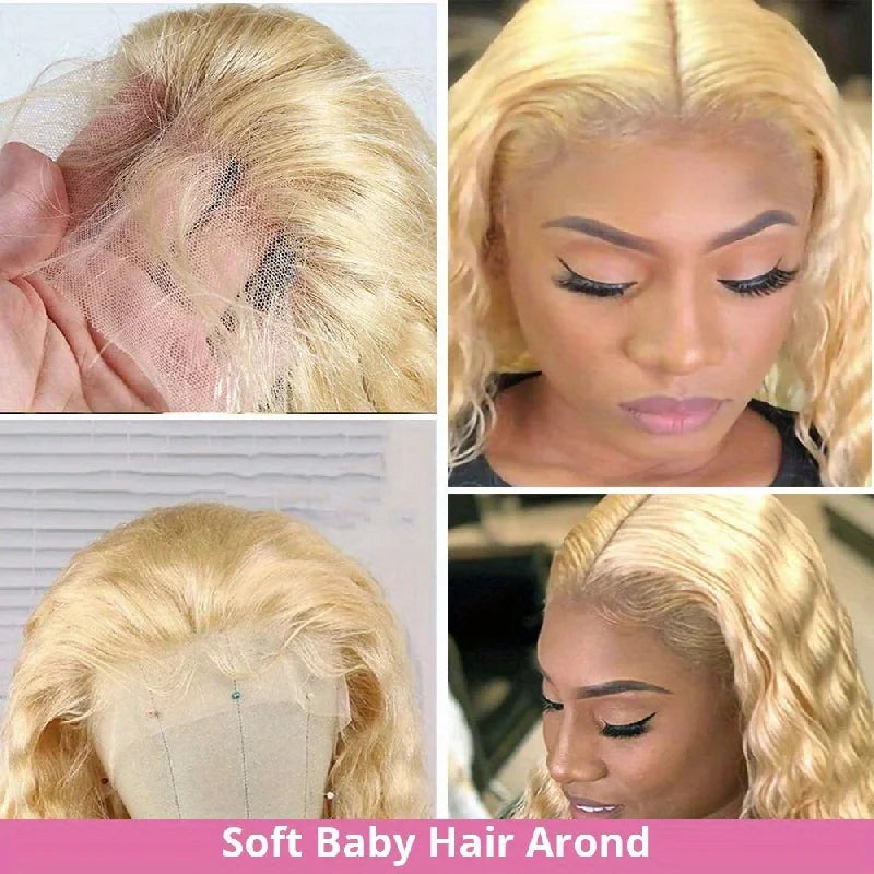 Material GIRL💰🎀 • Curly 613 Honey Blonde 13x 4~ 13x6 Transparent Lace Front Human Hair Wig 250% Density!