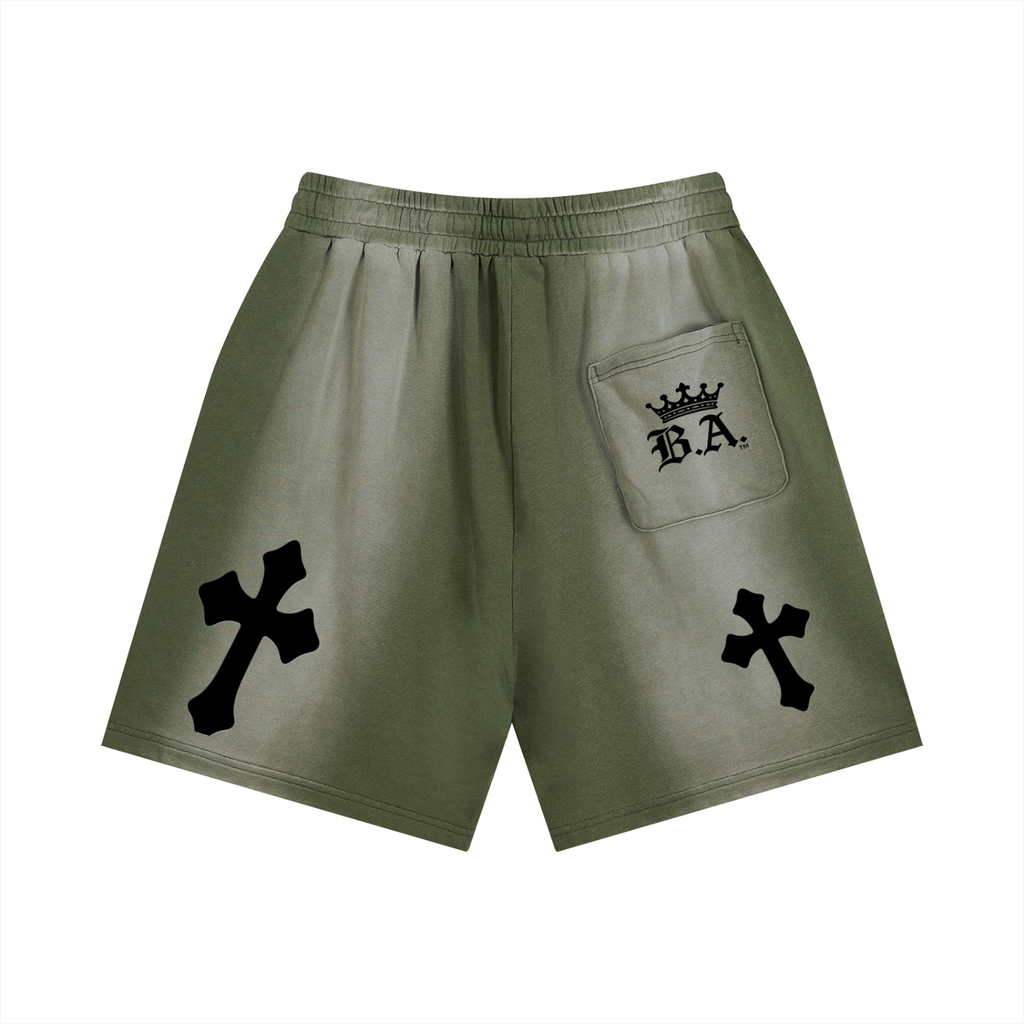 M.A.G. “Rockstar Cross” Distressed Grey Sweat Shorts