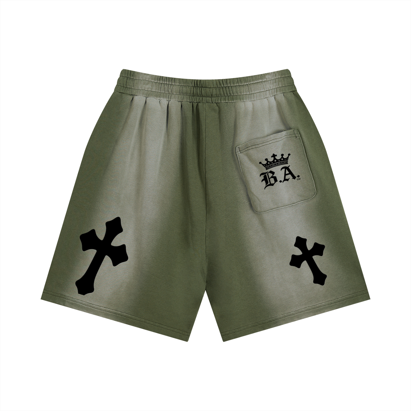 M.A.G. “Rockstar Cross” Distressed Grey Sweat Shorts