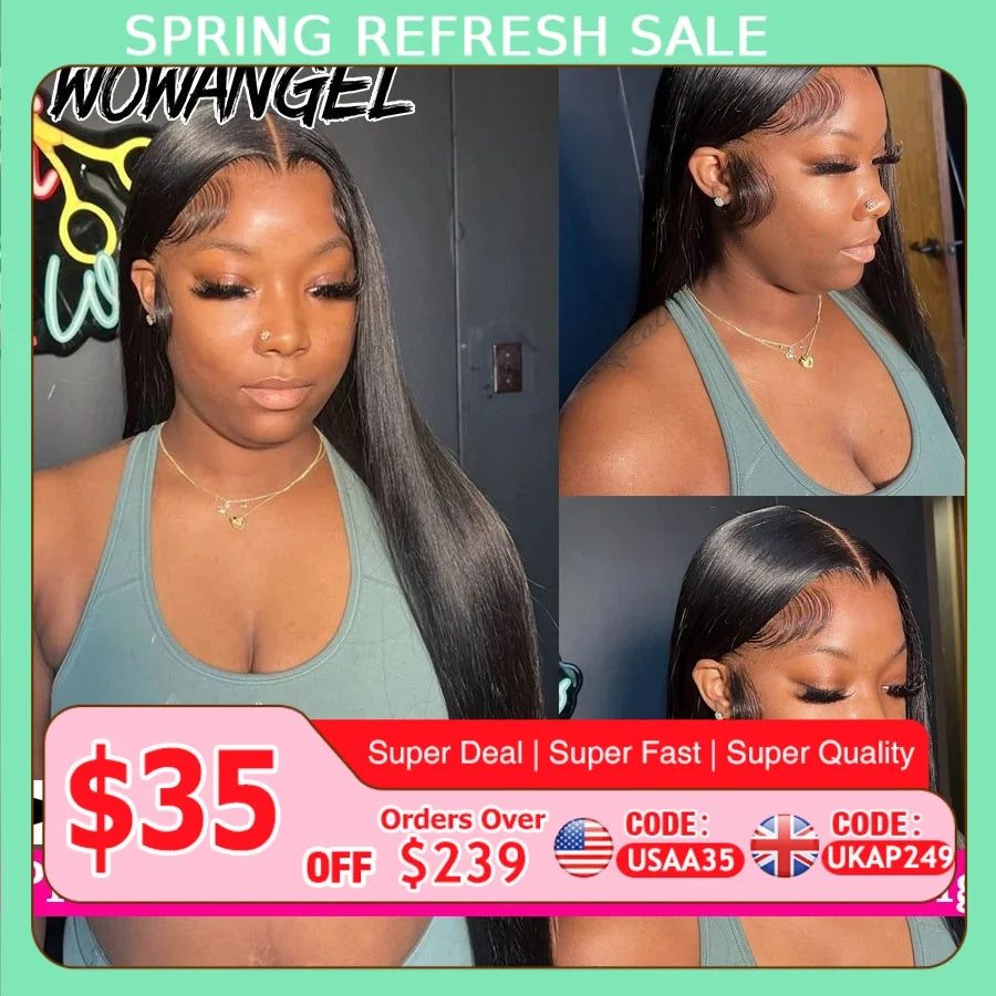 Raw Bad SH! “Baddie Authority Co. 250% Pre Bleached 13x6 HD Lace Front Wigs Glueless Straight Human Hair Pre Plucked Brazilian texture !