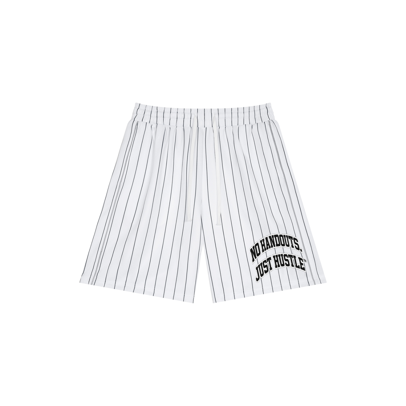M.A.G “No Handouts. Just Hustle.” Pinstripe Shorts