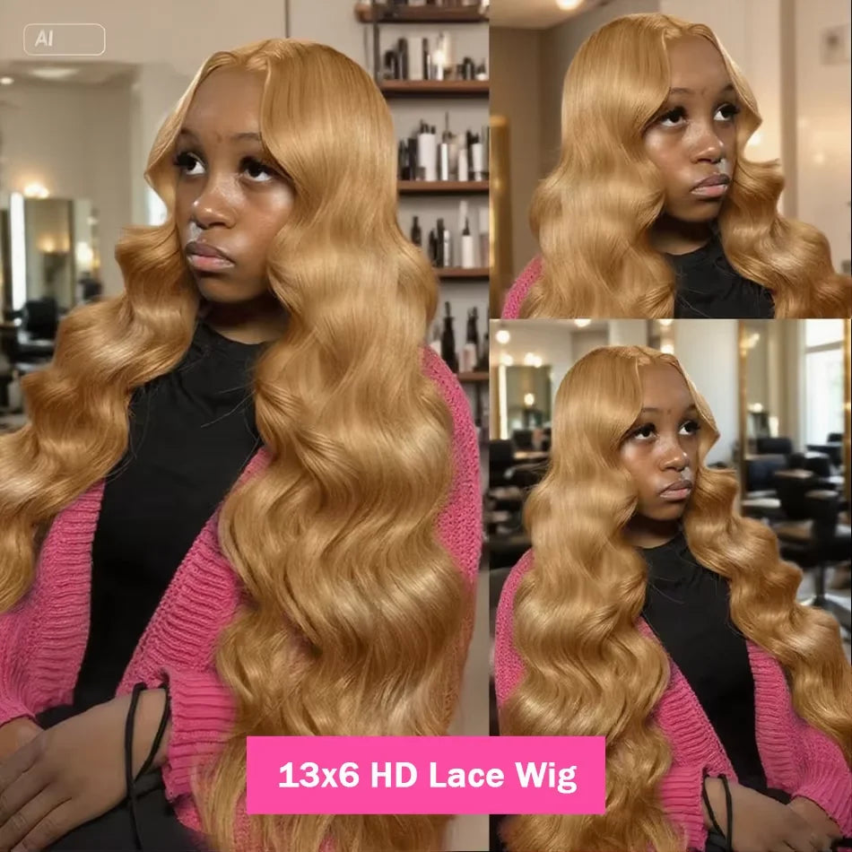Foreigner Baddie👛🎀🏝️• Peruvian  Honey Blonde 13x6 HD Lace Front Human Hair Wigs #27 Color Body Wave Glueless