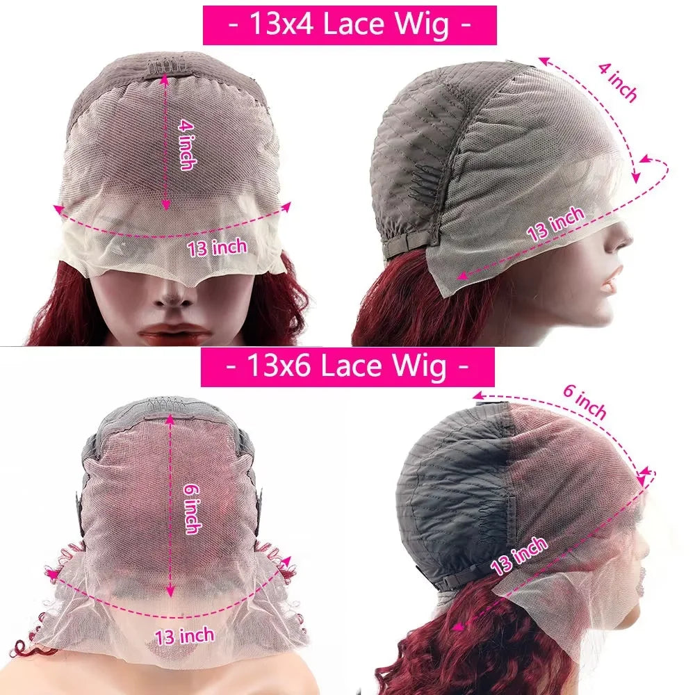 Raw Baddie Collection• 13x 4 ~13x6HD Lace Frontal 220% Density 99J Burgundy Body Wave Human Hair Wig