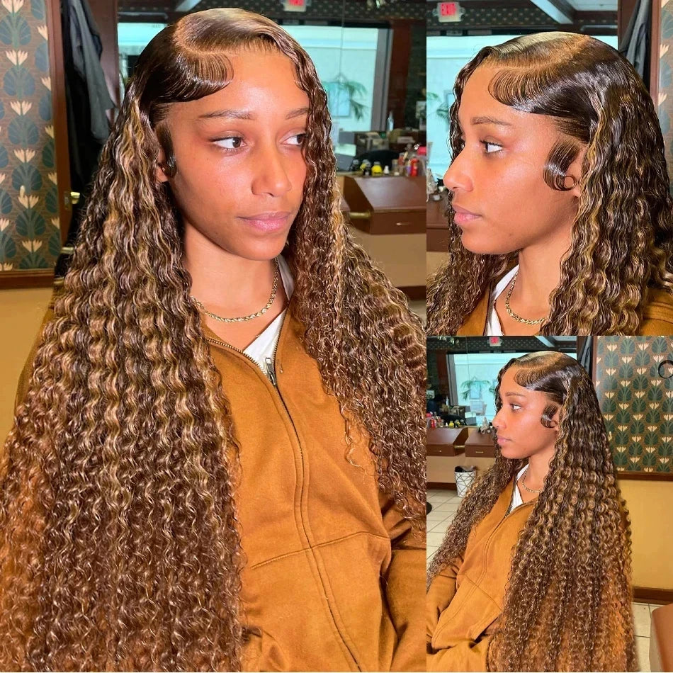Luxury Girls• Curly Highlight Wig Human Hair Honey Blonde 13x4 Lace Front Deep Wave & 13x6 Hd Lace!