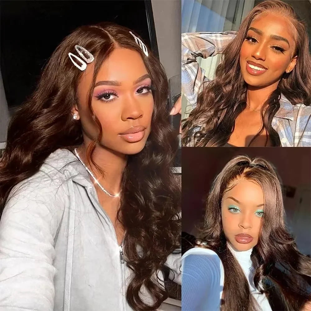 Raw Luxury Baddie • 13x6 Chocolate Brown HD Lace Front Human Hair Wig•  Body Wave  180 % ~ 200 Density Frontals